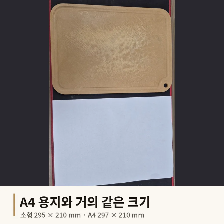 A4 용지와 크기를 비교한 미니 도마